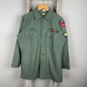 Vintage 60s Vietnam US Military OG107 Fatigue Green Top 15.5 Med